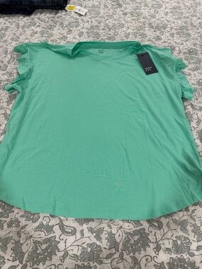 crown & ivy Mint Green Ruffle Sleeve Short Sleeve Tee